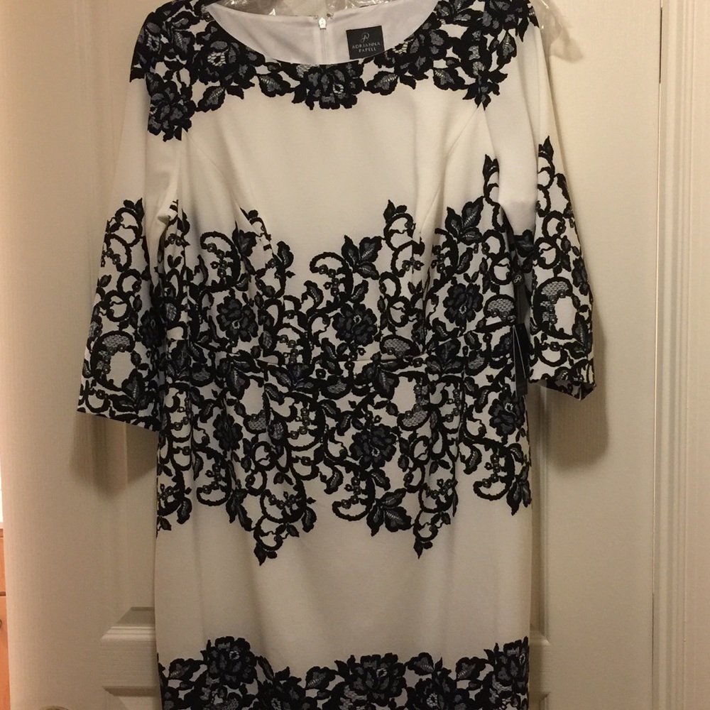 Adrianna Papell Ivory Dress w/ Printed Lace Detail - Picture 2 of 5